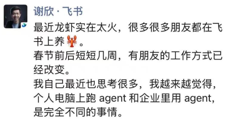 飞书 CEO 谢欣：企业场景下的 agent 应建立在安全与信任之上(图1)