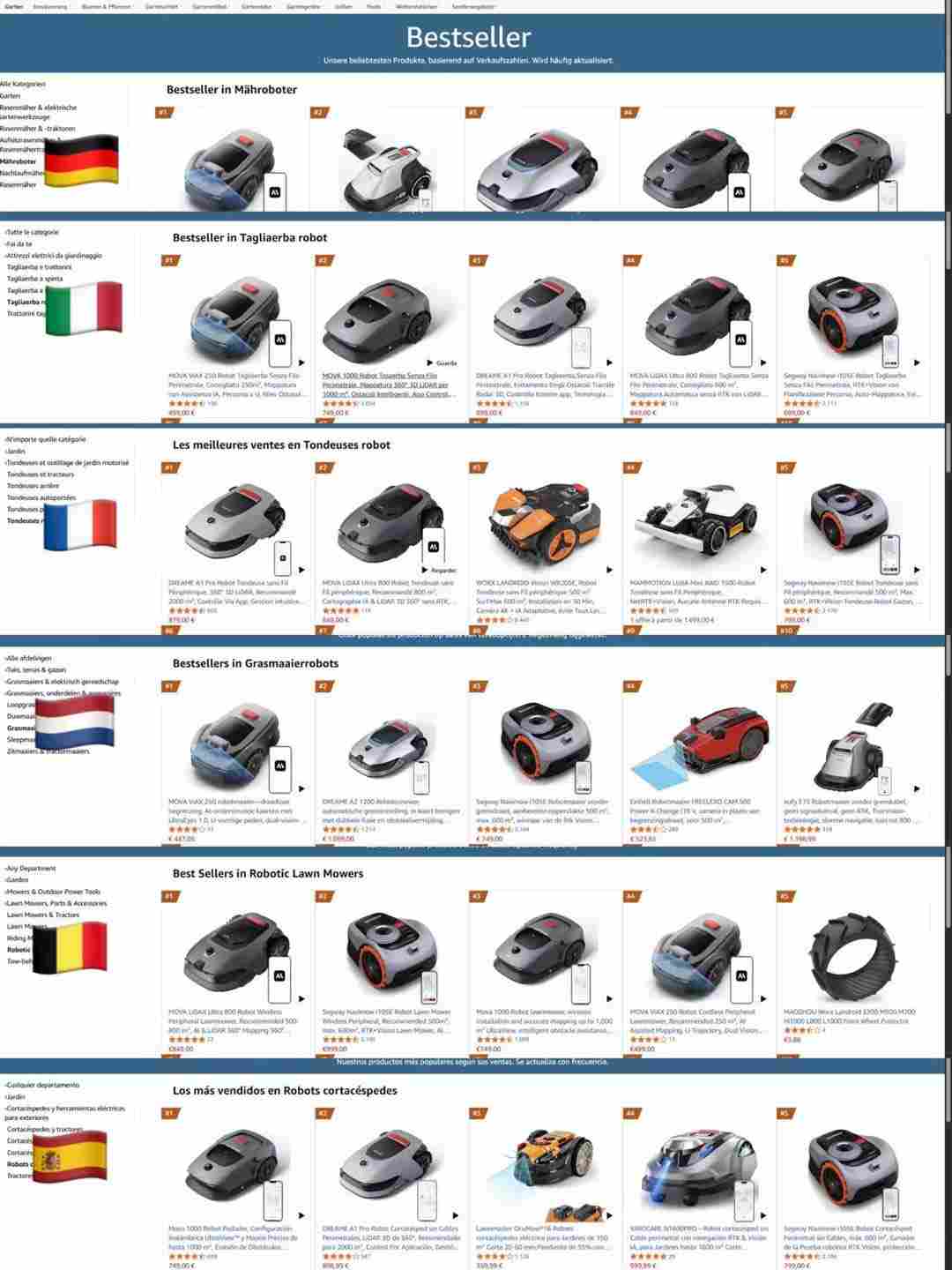 畅销海外！MOVA 割草机器人登顶亚马逊多国 Best Se